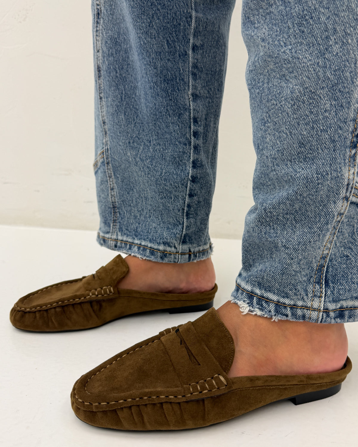 Mules\mocassino scamosc. Beige