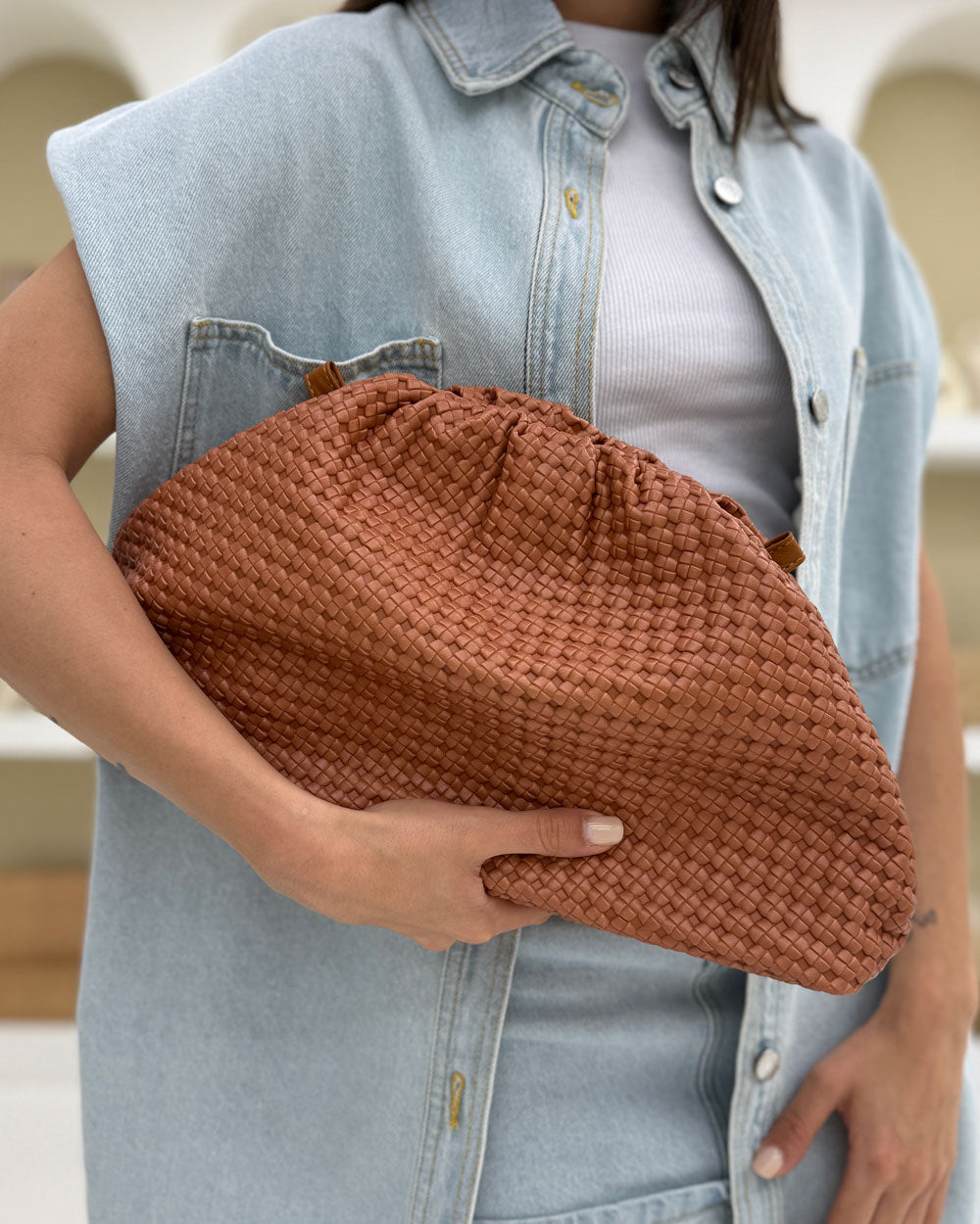 Borsa simple intreccio Marrone