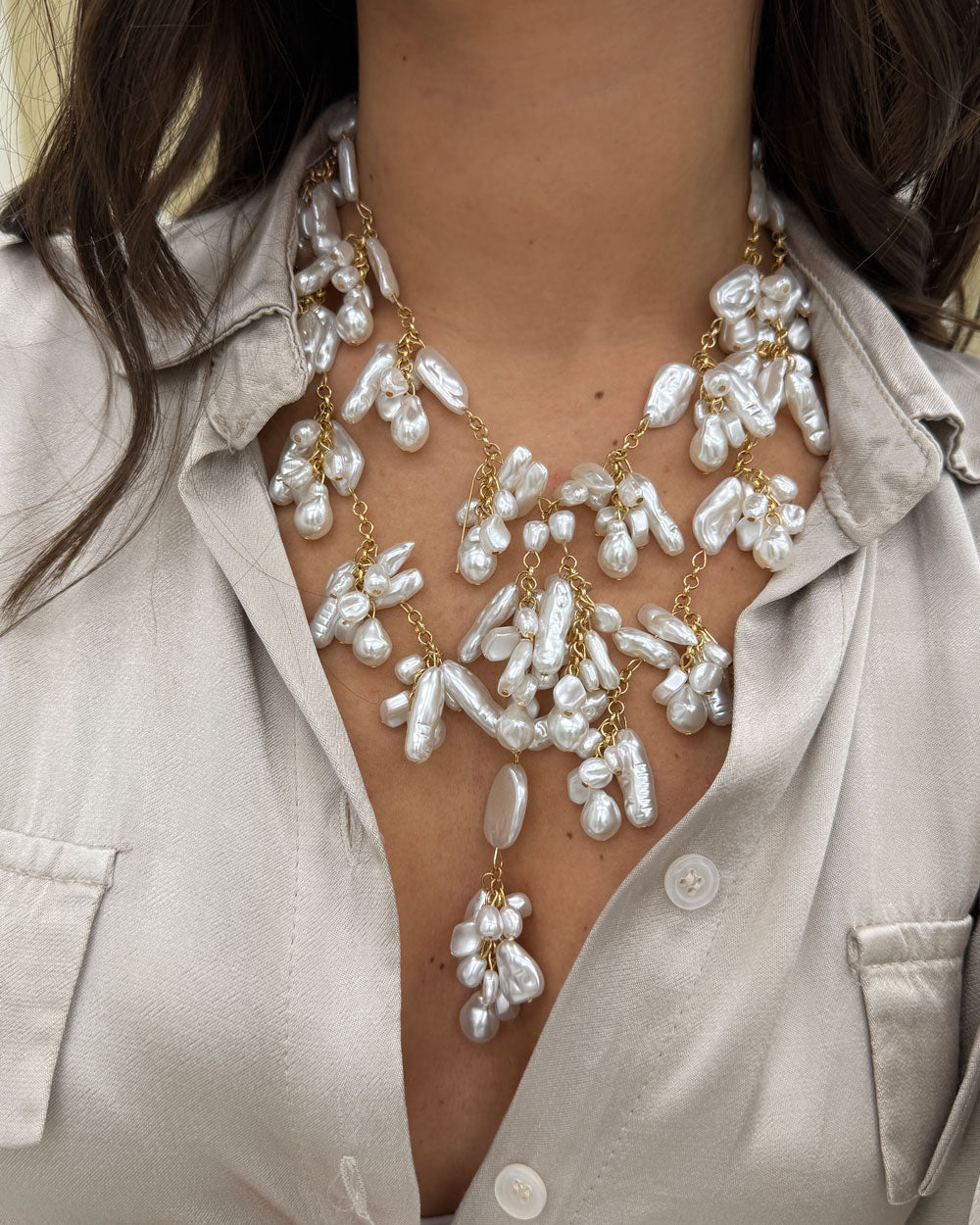 Colla Elena perle Bianco