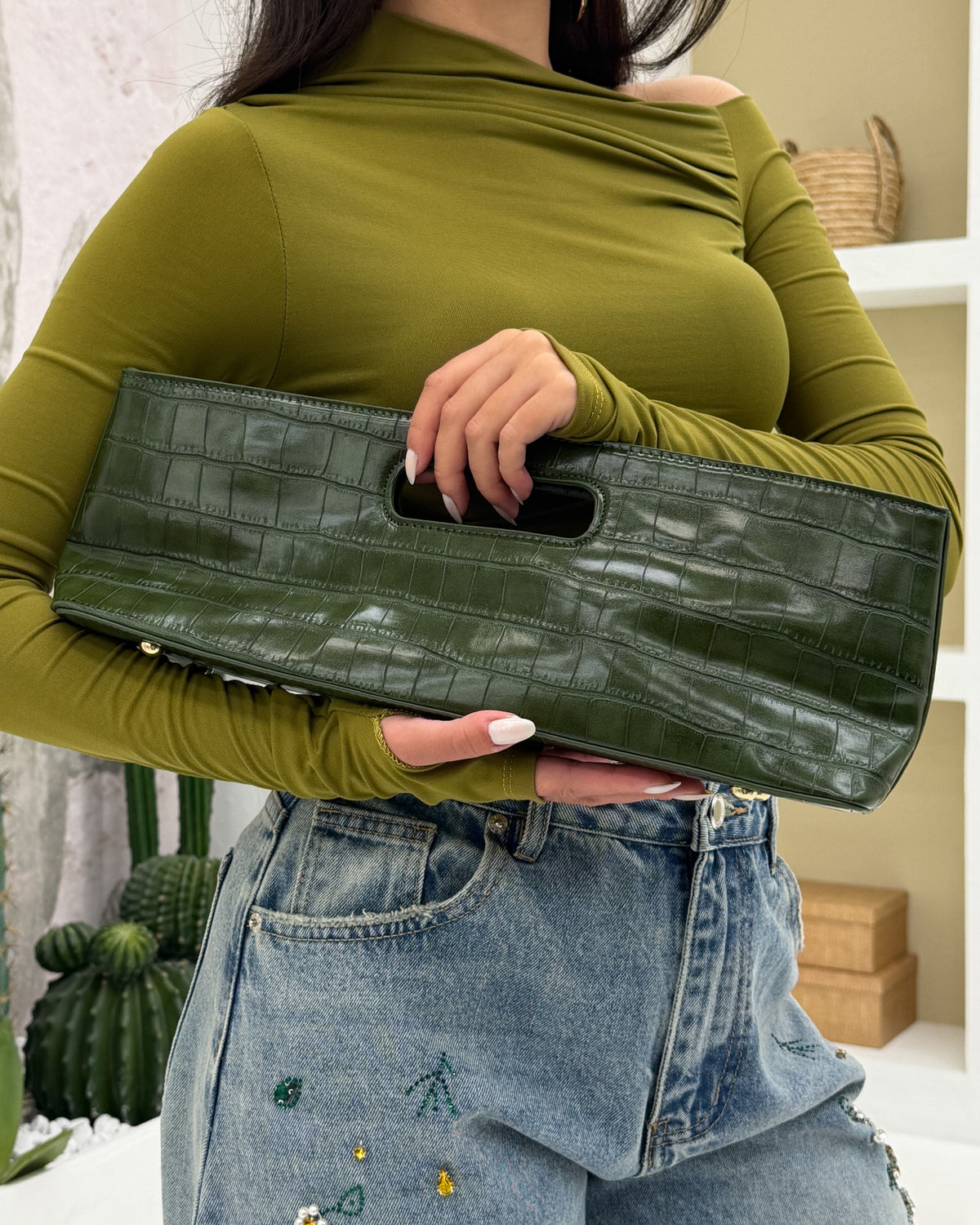 Borsa a mano cocco Verde Prato