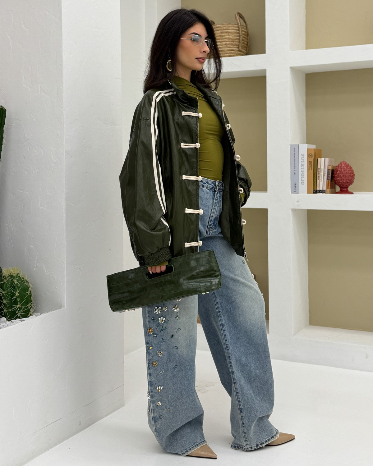 Bomber Alamari eff. lucido Verde