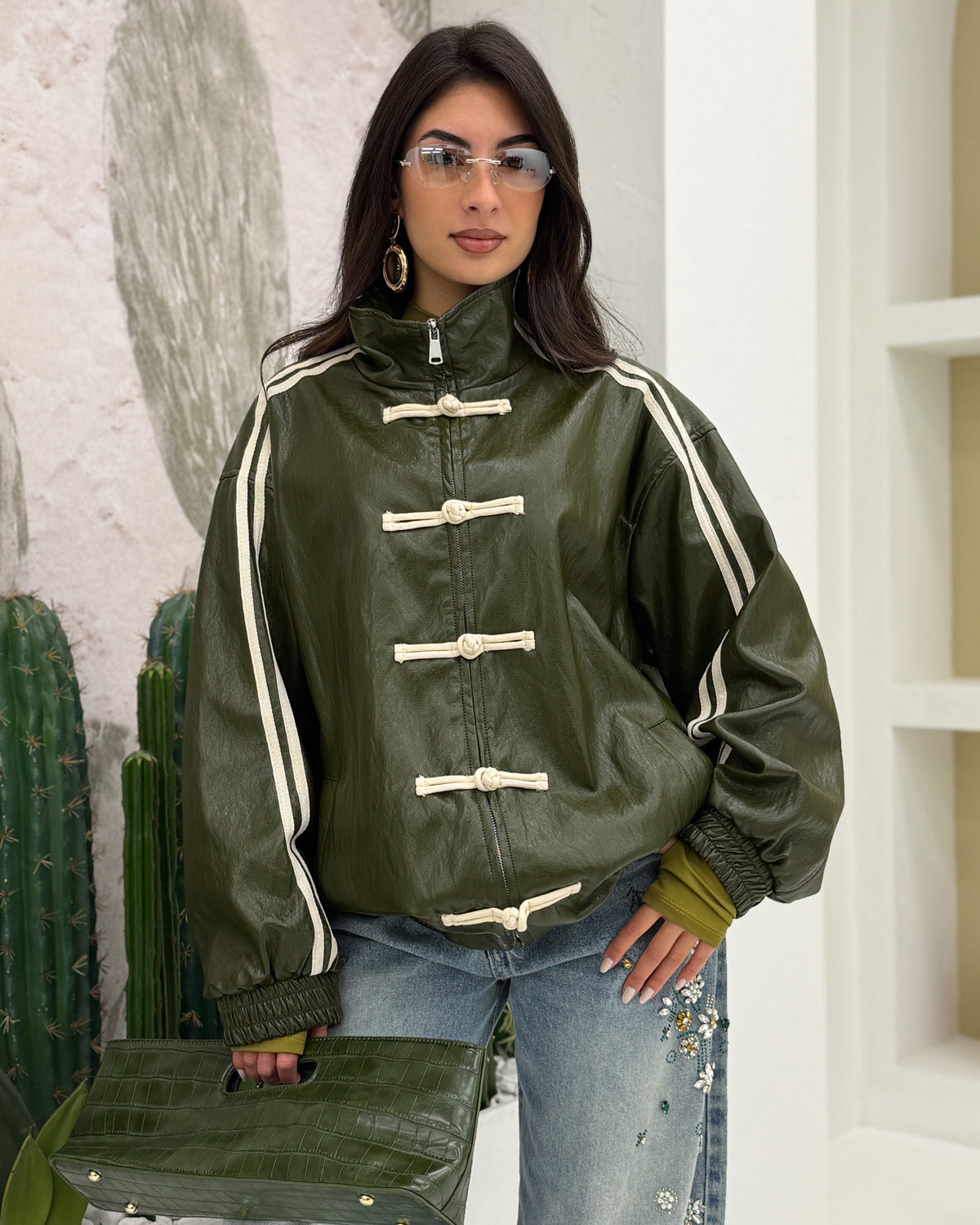 Bomber Alamari eff. lucido Verde