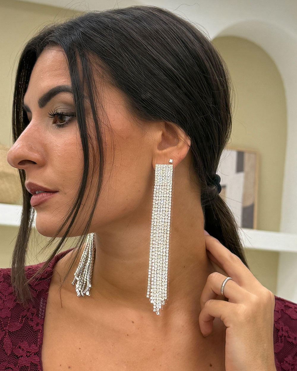 Orecchini Georgina strass Argento