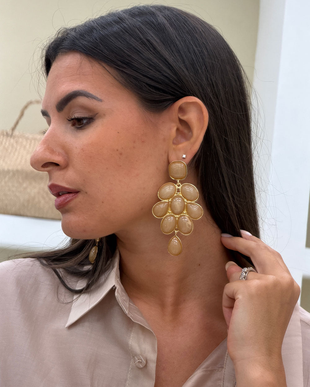 Orecchini Pavone Beige