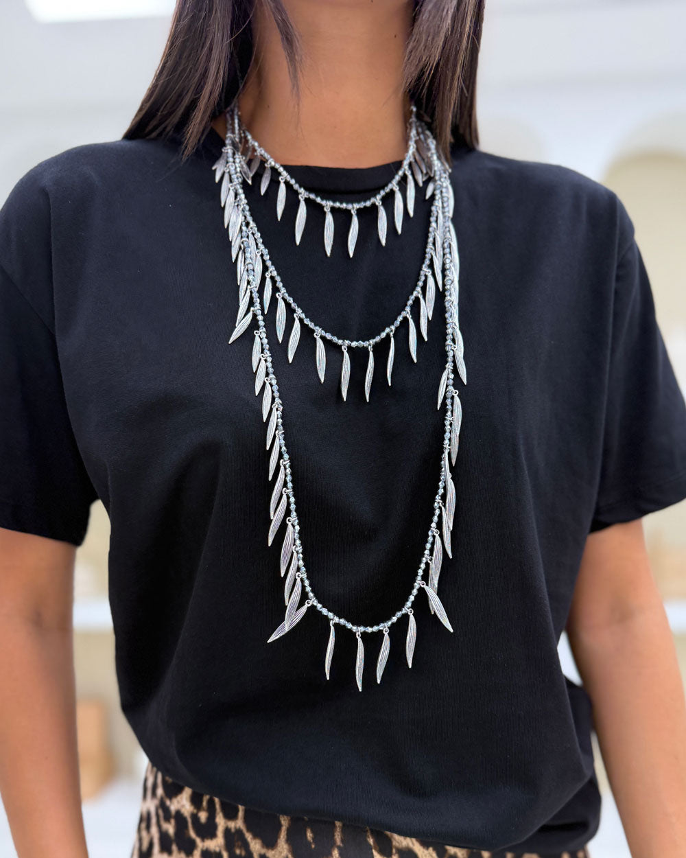 Collana Piume Argento