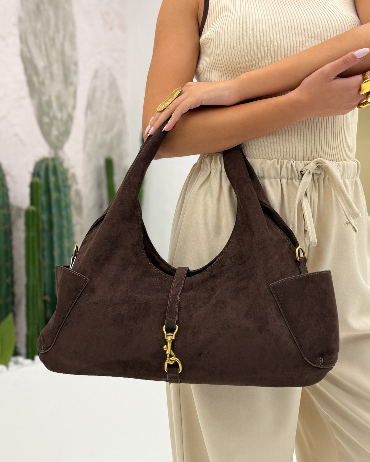 Borsa suede tasche Marrone