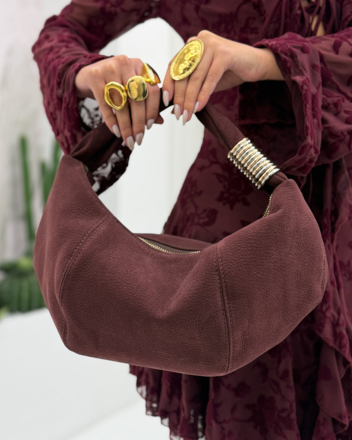 Borsa Anelli cuoio Bordeaux