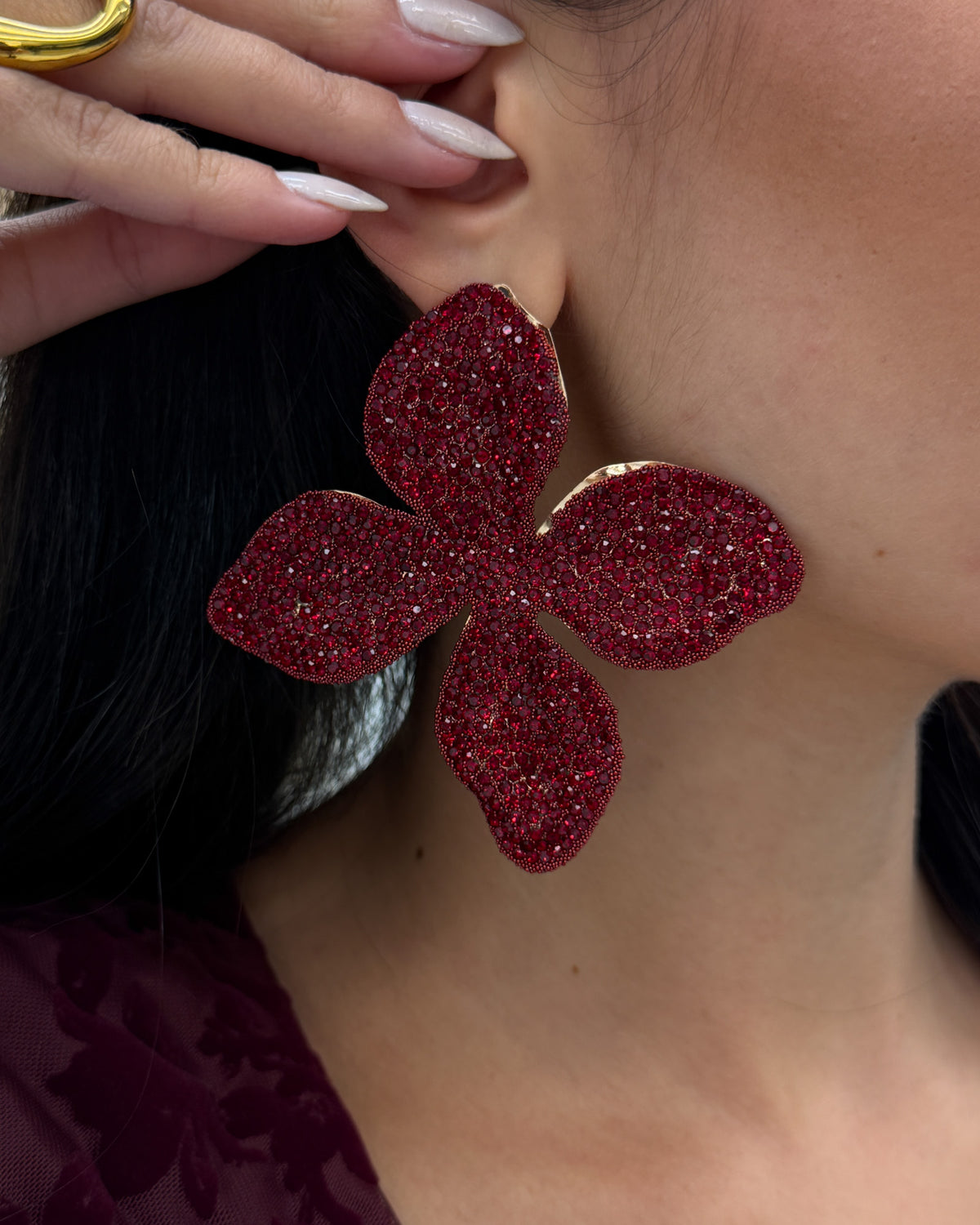 Orecchini Passion Fiore Glitter Rosso