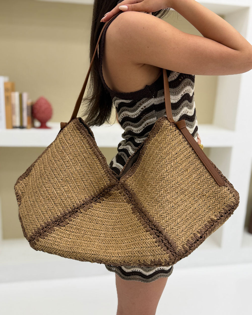 Borsa rombi bicolor Camel