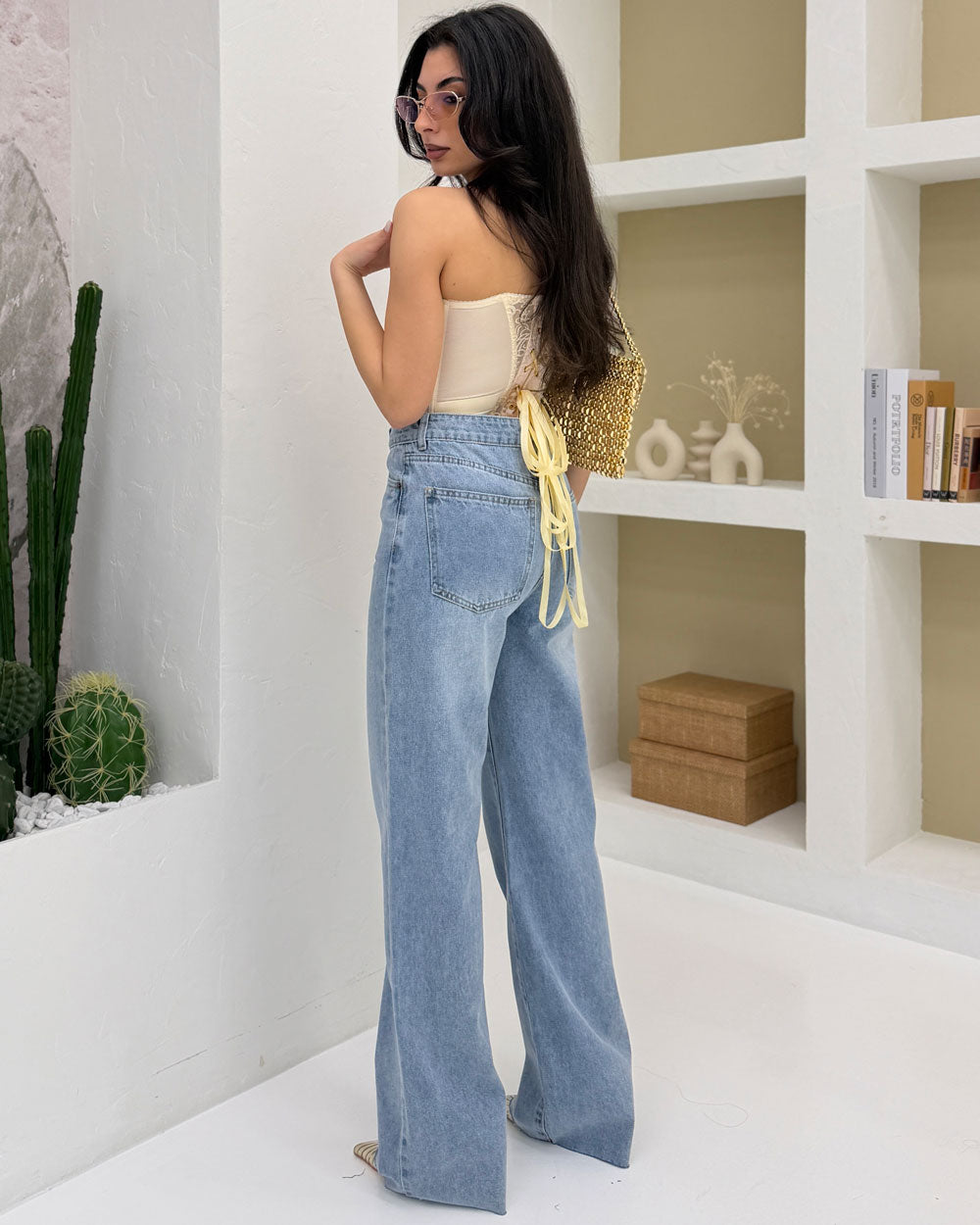 Jeans wide leg tg vivo J8672 Celeste
