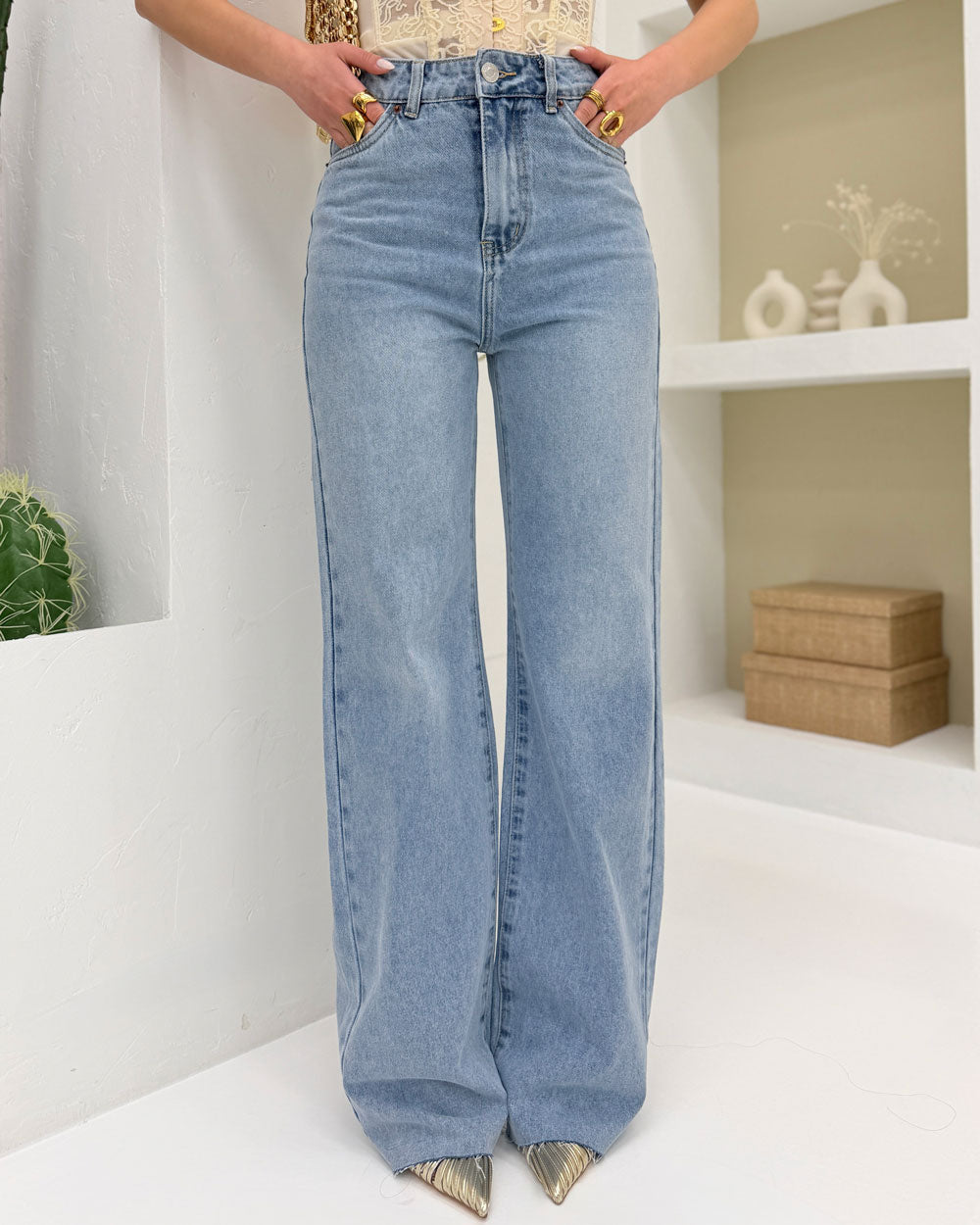 Jeans wide leg tg vivo J8672 Celeste