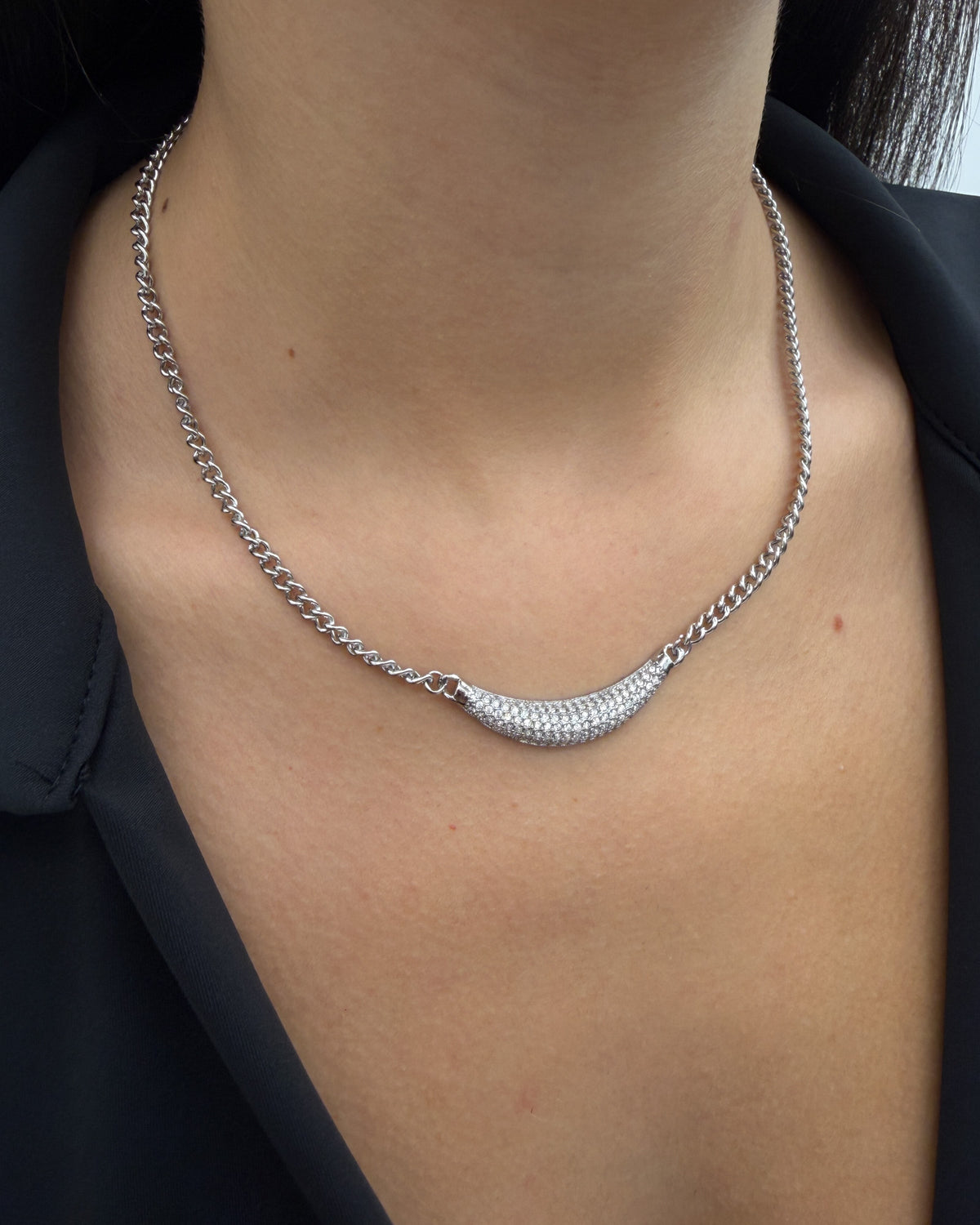 Collana Smile strass Argento