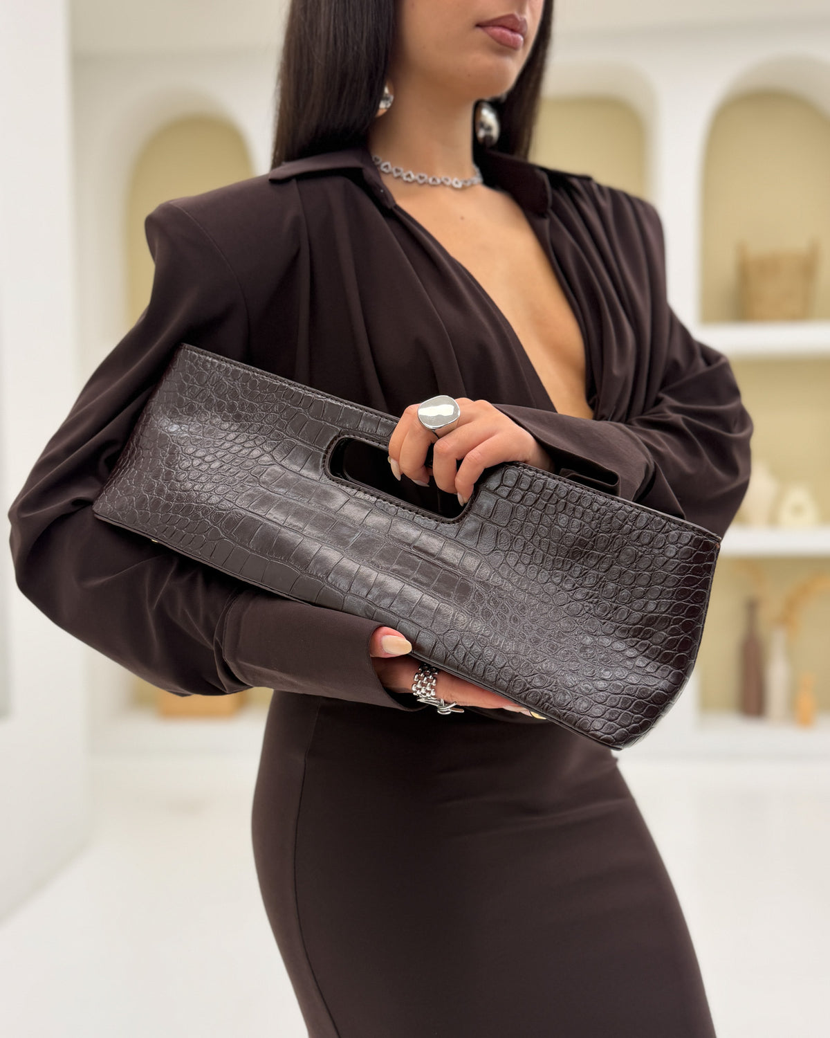 Borsa a mano cocco Marrone