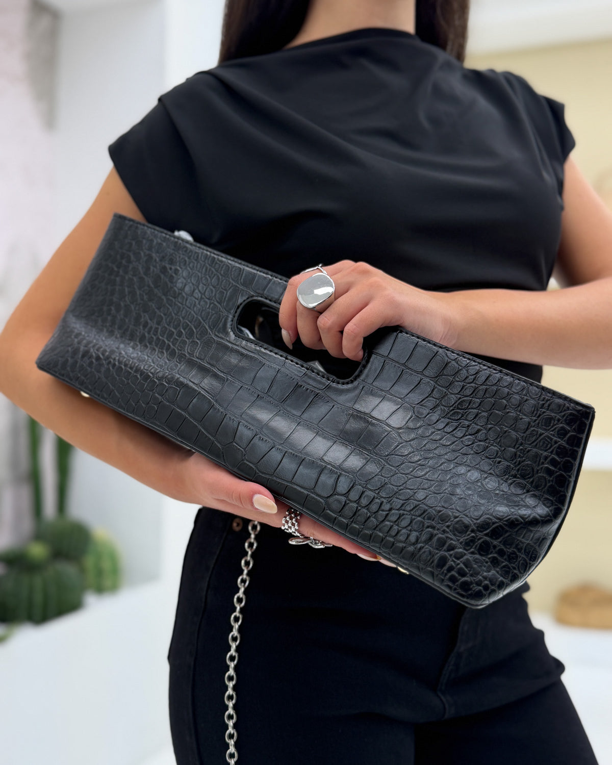 Borsa a mano cocco Nero