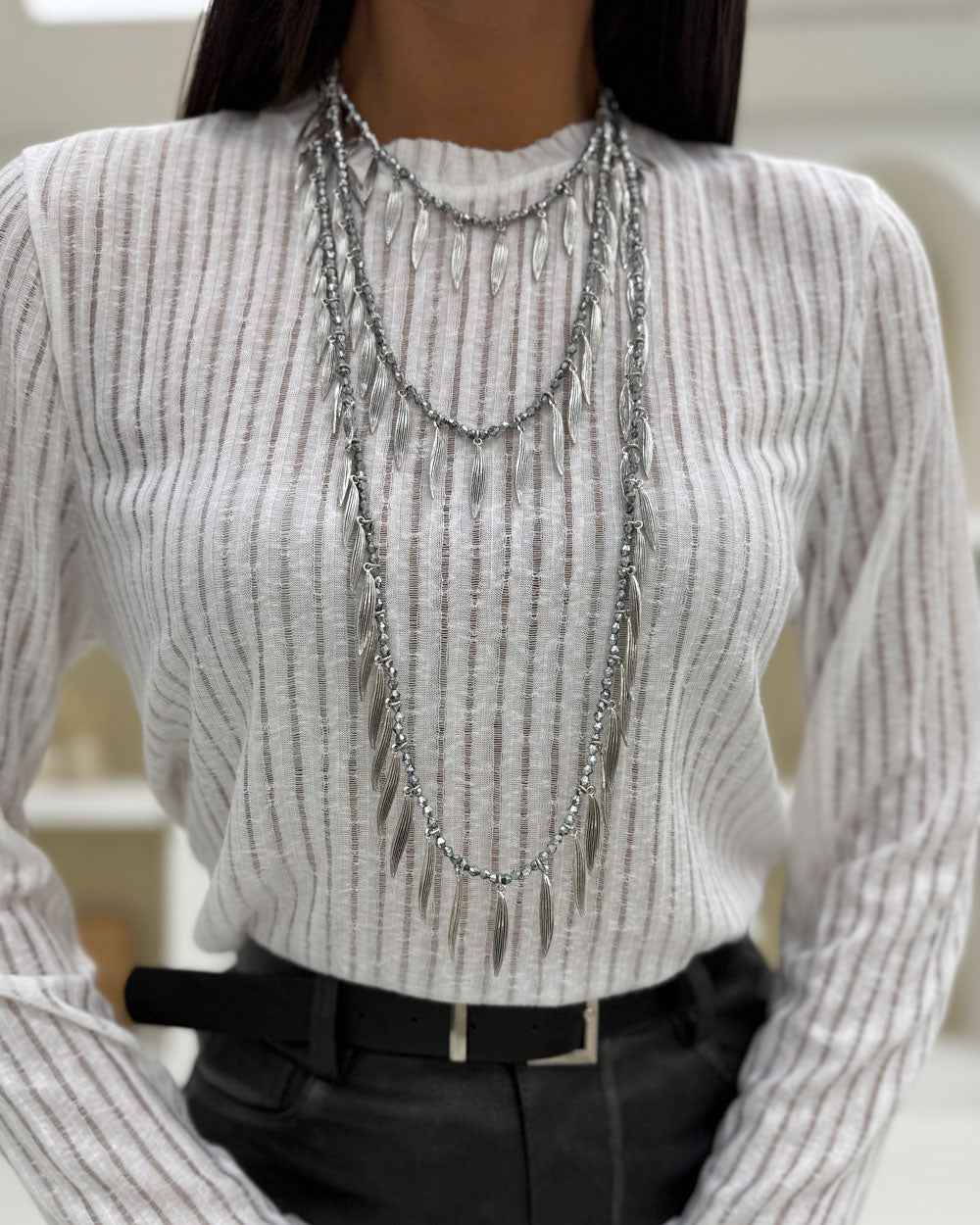 Collana Piume Argento