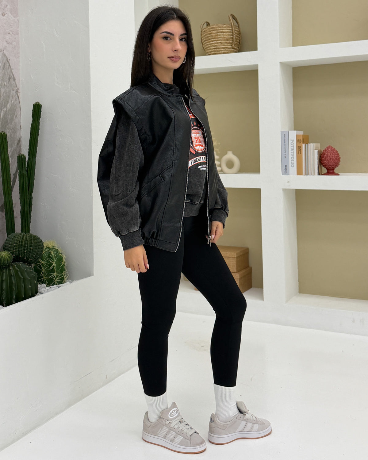 Gilet\bomber ecopelle Nero