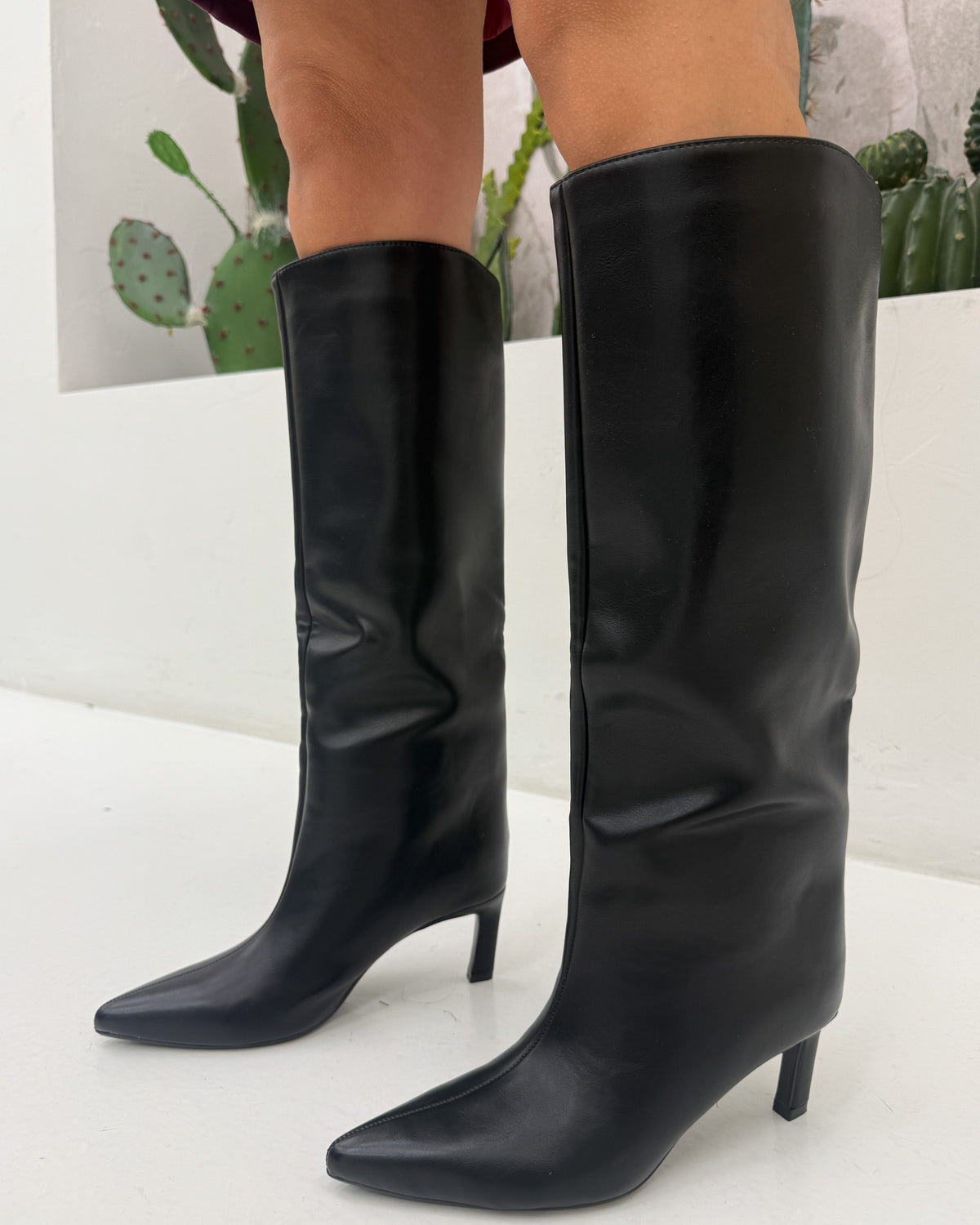Stivale Tacco Ecopelle nero