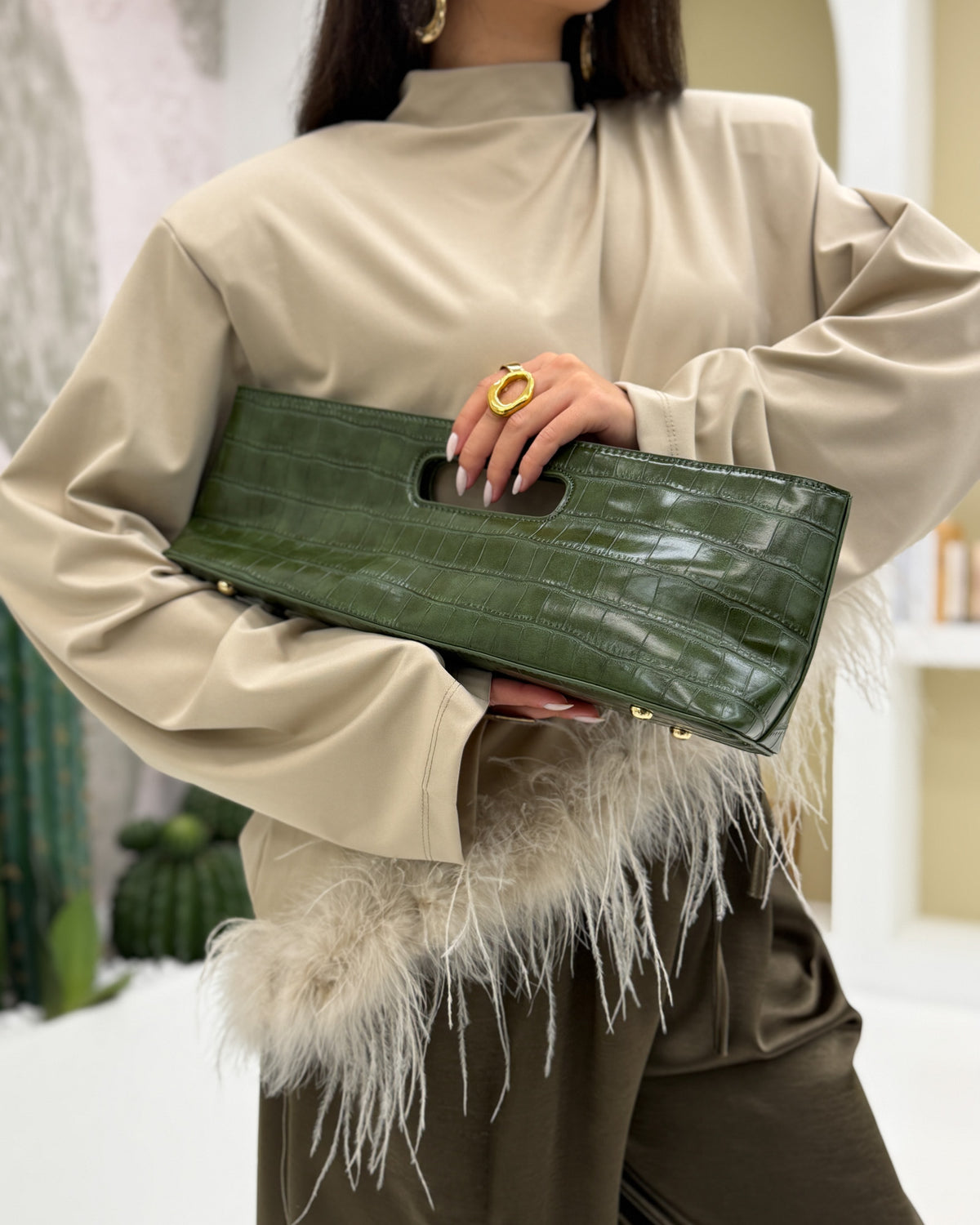 Borsa a mano cocco Verde Prato