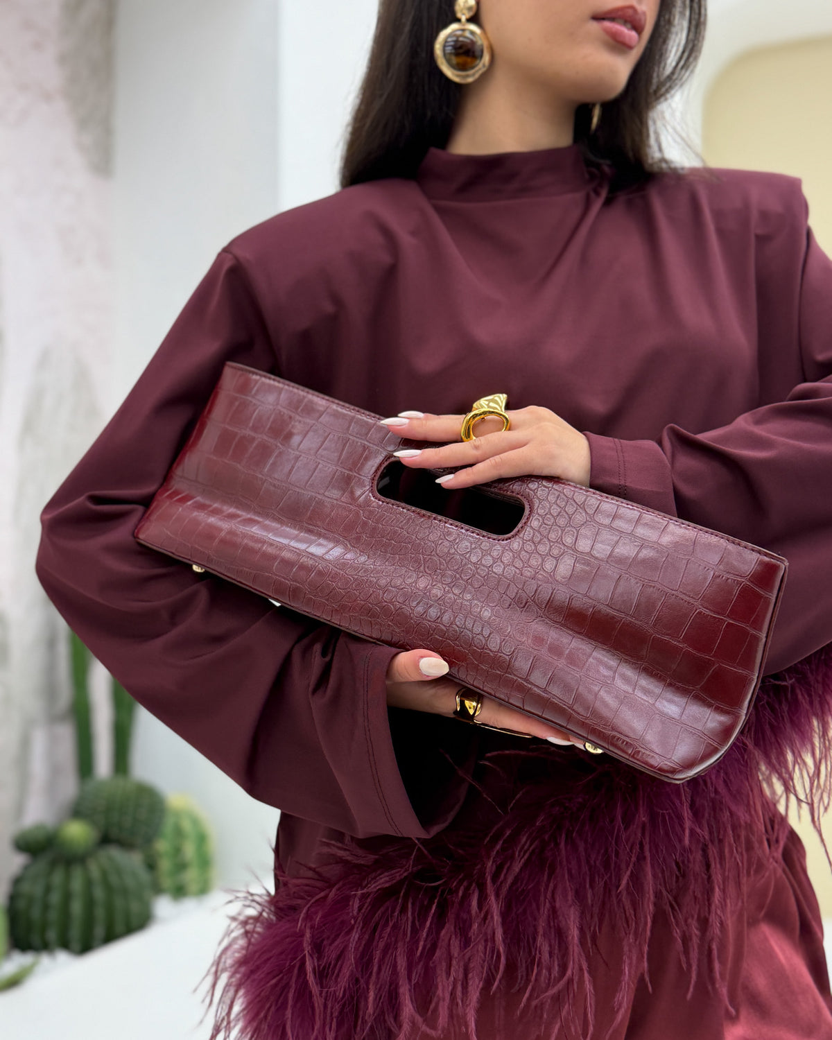 Borsa a mano cocco Bordeaux