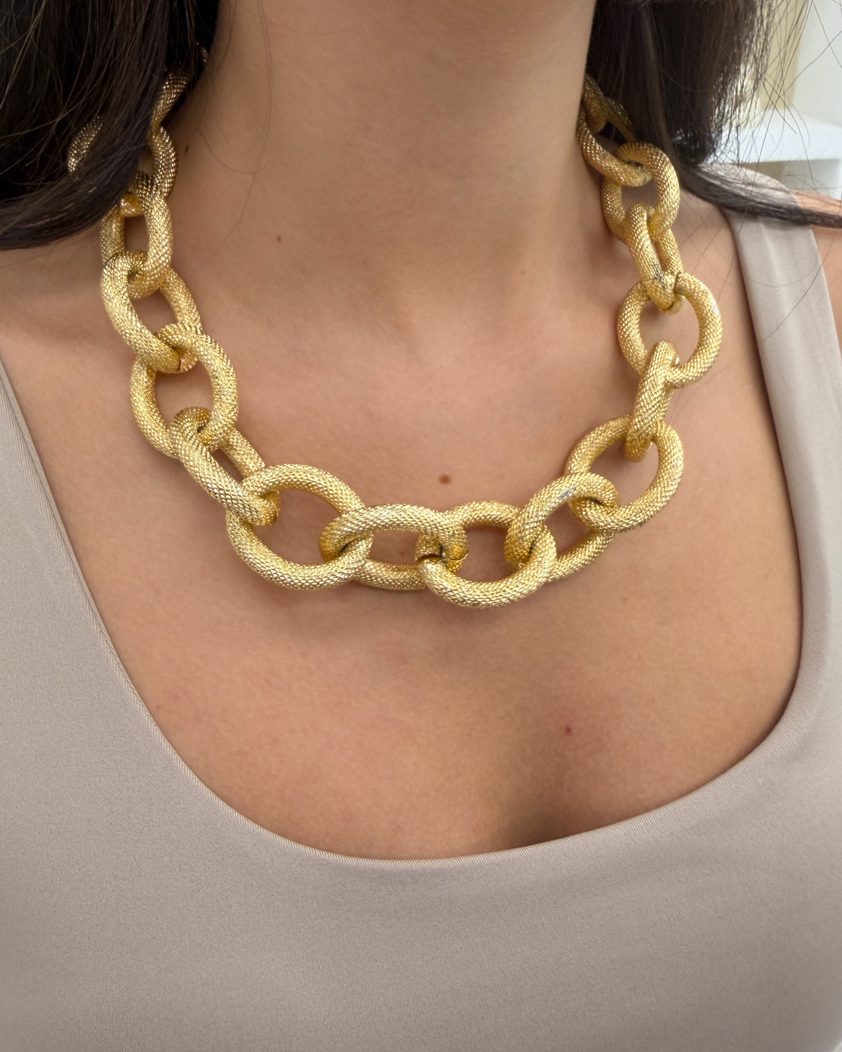Collana oval satinata Oro