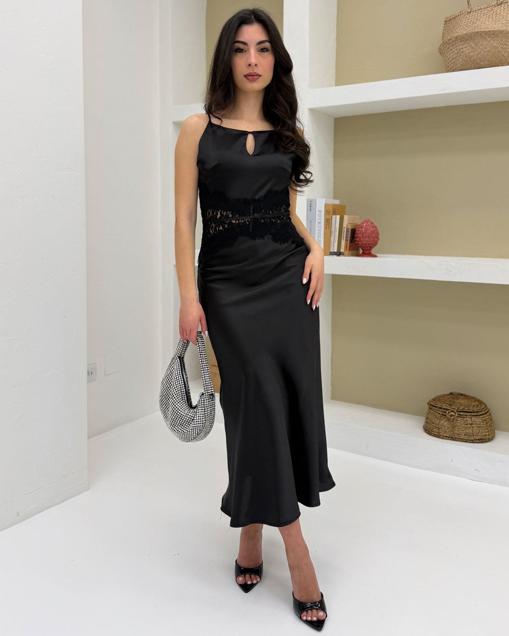 Borsa Megan Argento/Nero  2401-3