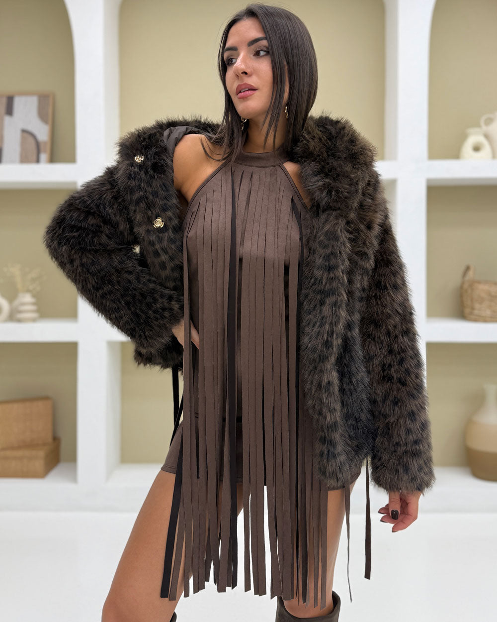 Eco-fur Animalier Marrone