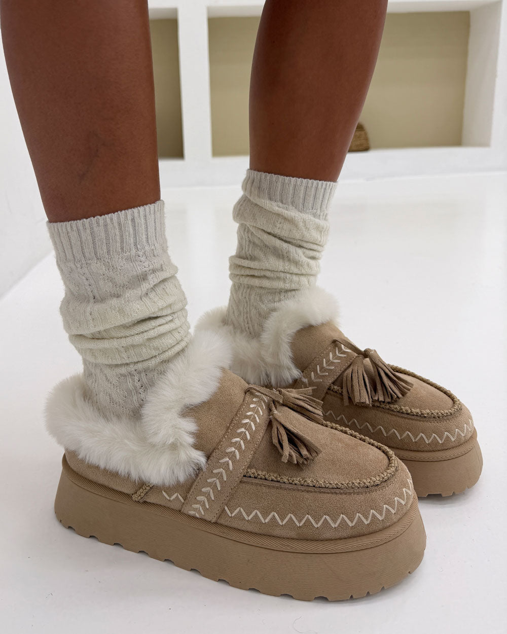 Sabot impunture pelliccia Panna