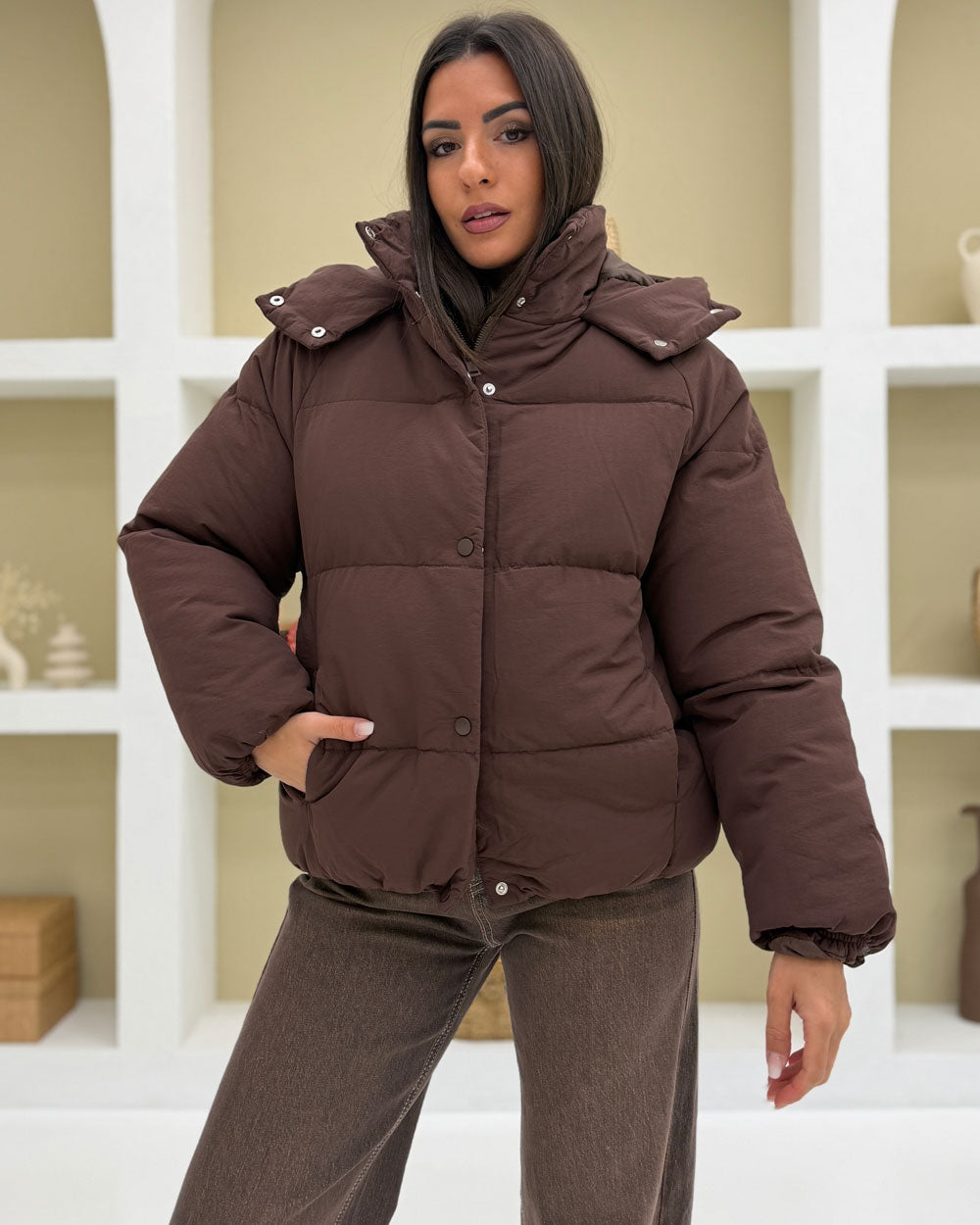 Bomber cappuccio ALG1003-1 Marrone