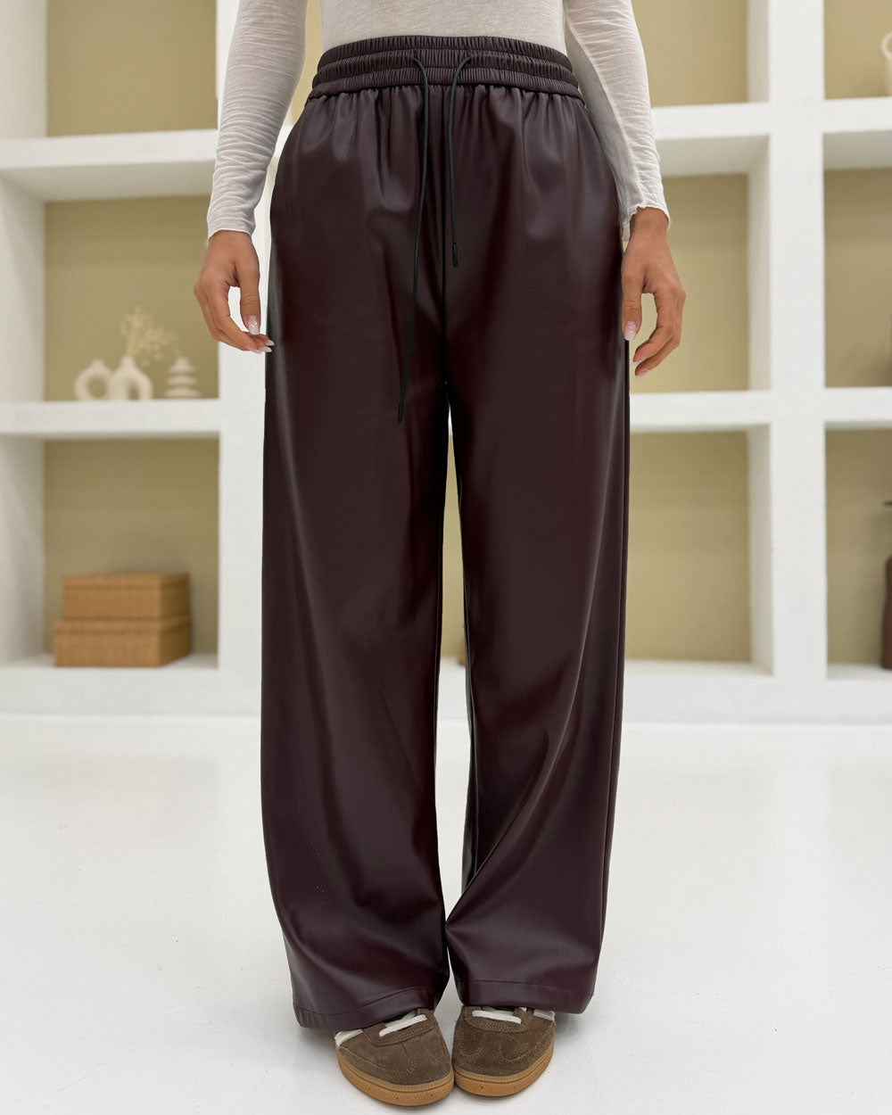 Pantalone ecopelle 17188-1 Bordeaux