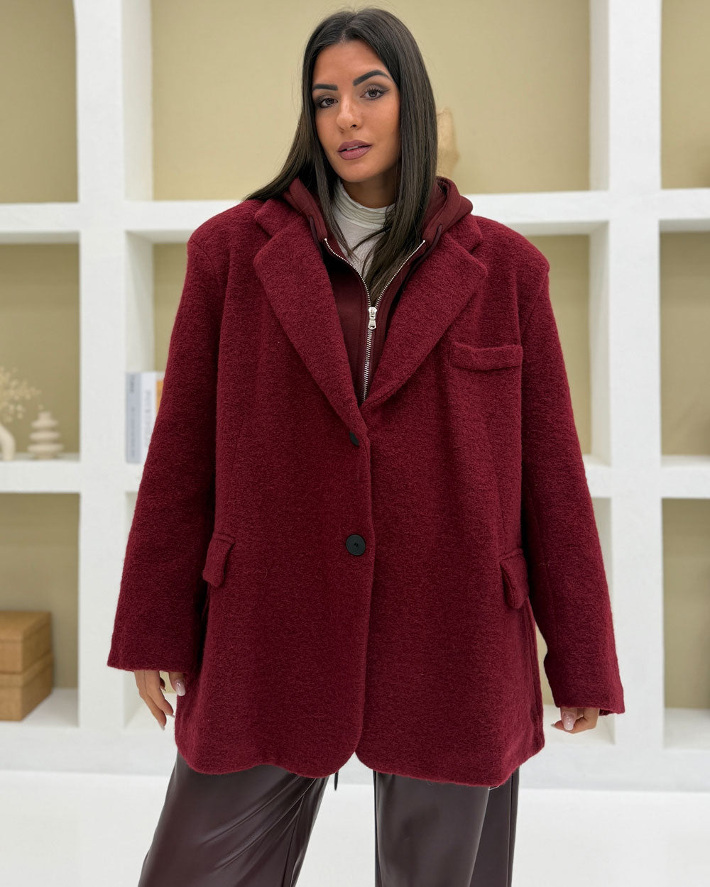 Cappotto 10% LANA Bordeaux