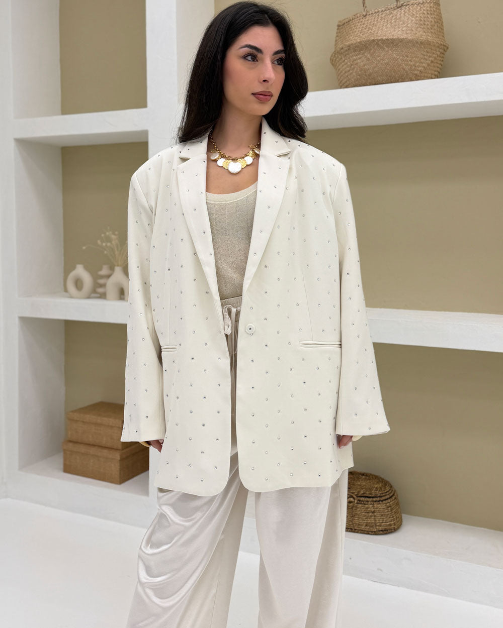 Blazer strass Y1313-3 Panna