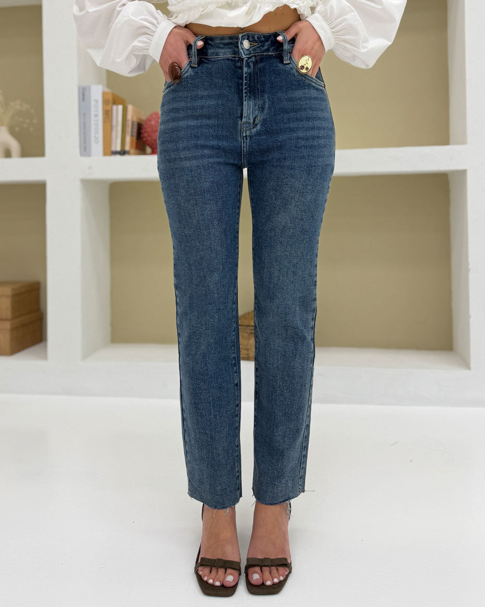 Jeans straight 8940 Blu