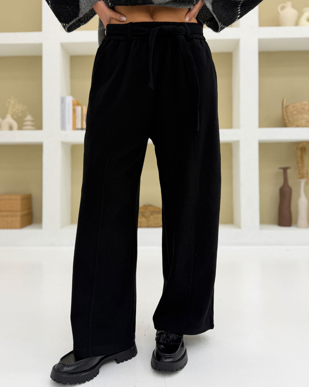 Pantalone cinta tessuto 19308-2 Nero
