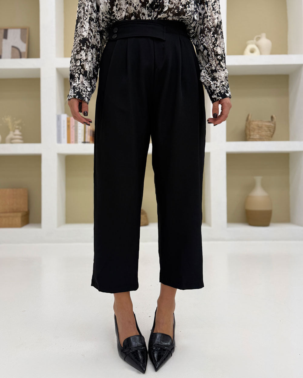 Pantalone chiusura trasversale Nero