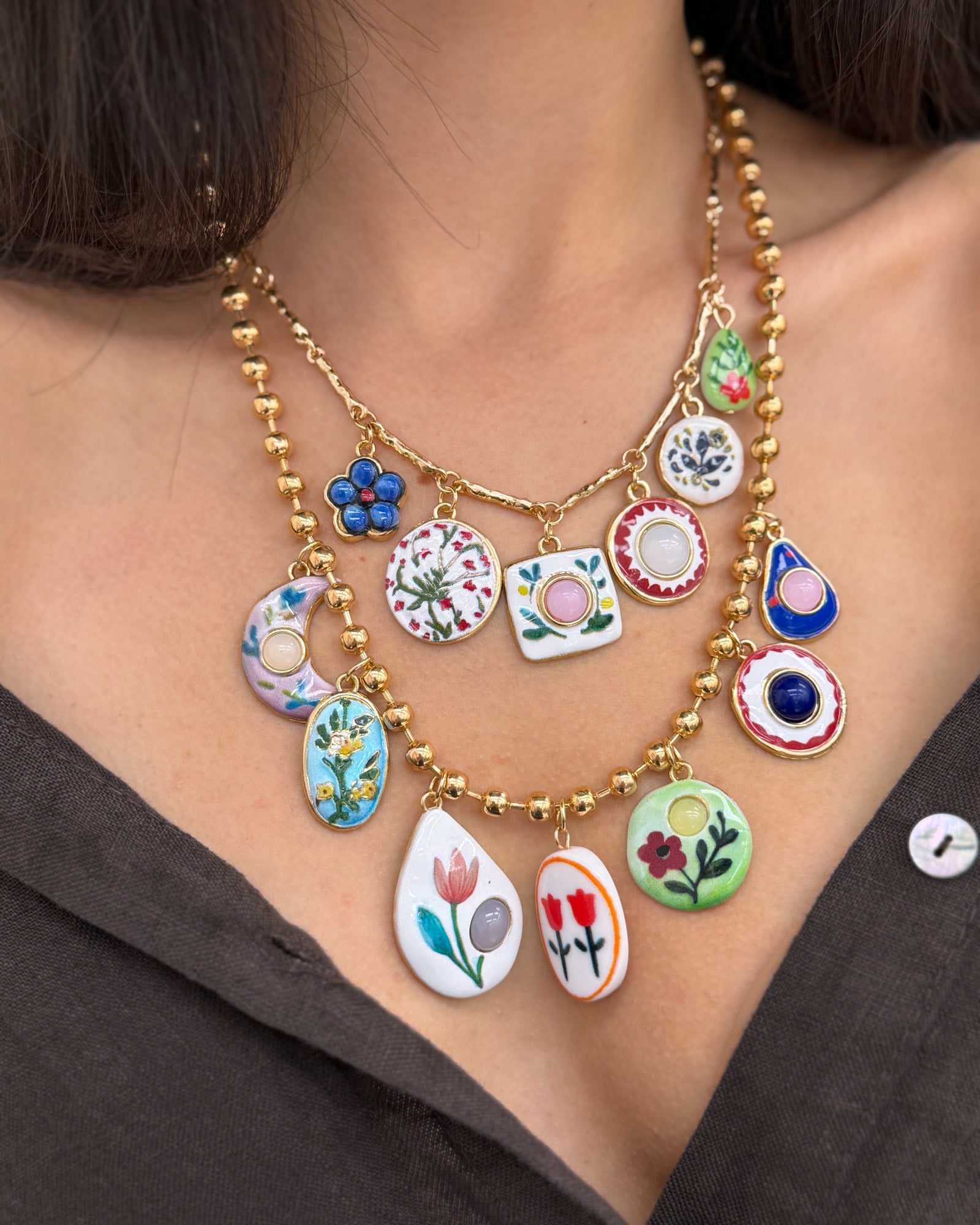 Collana doppia charms Multicolor