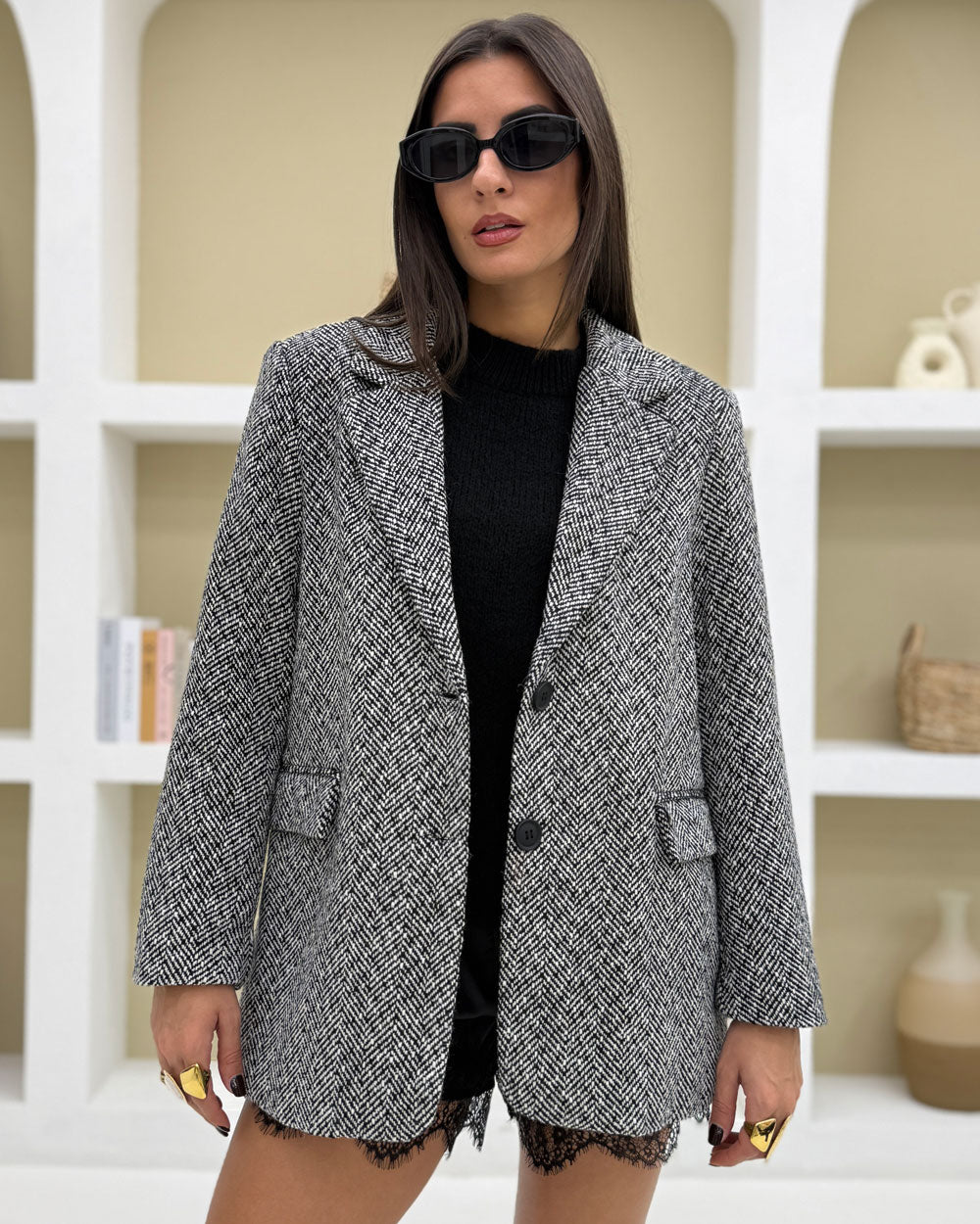 Blazer pesante Spigato Nero