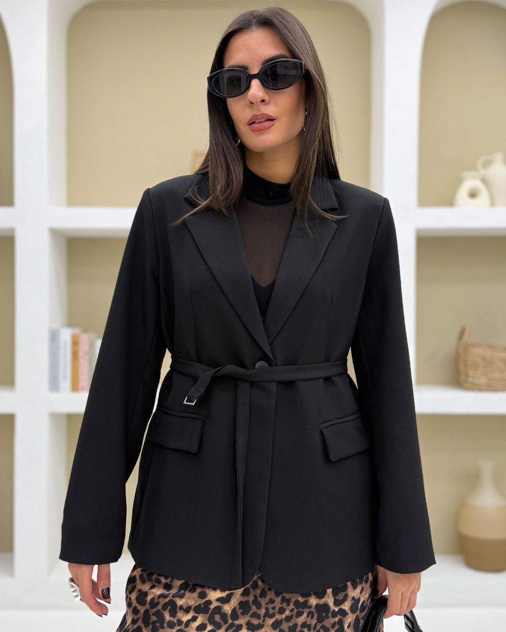 Giacca cintura Lessie Nero