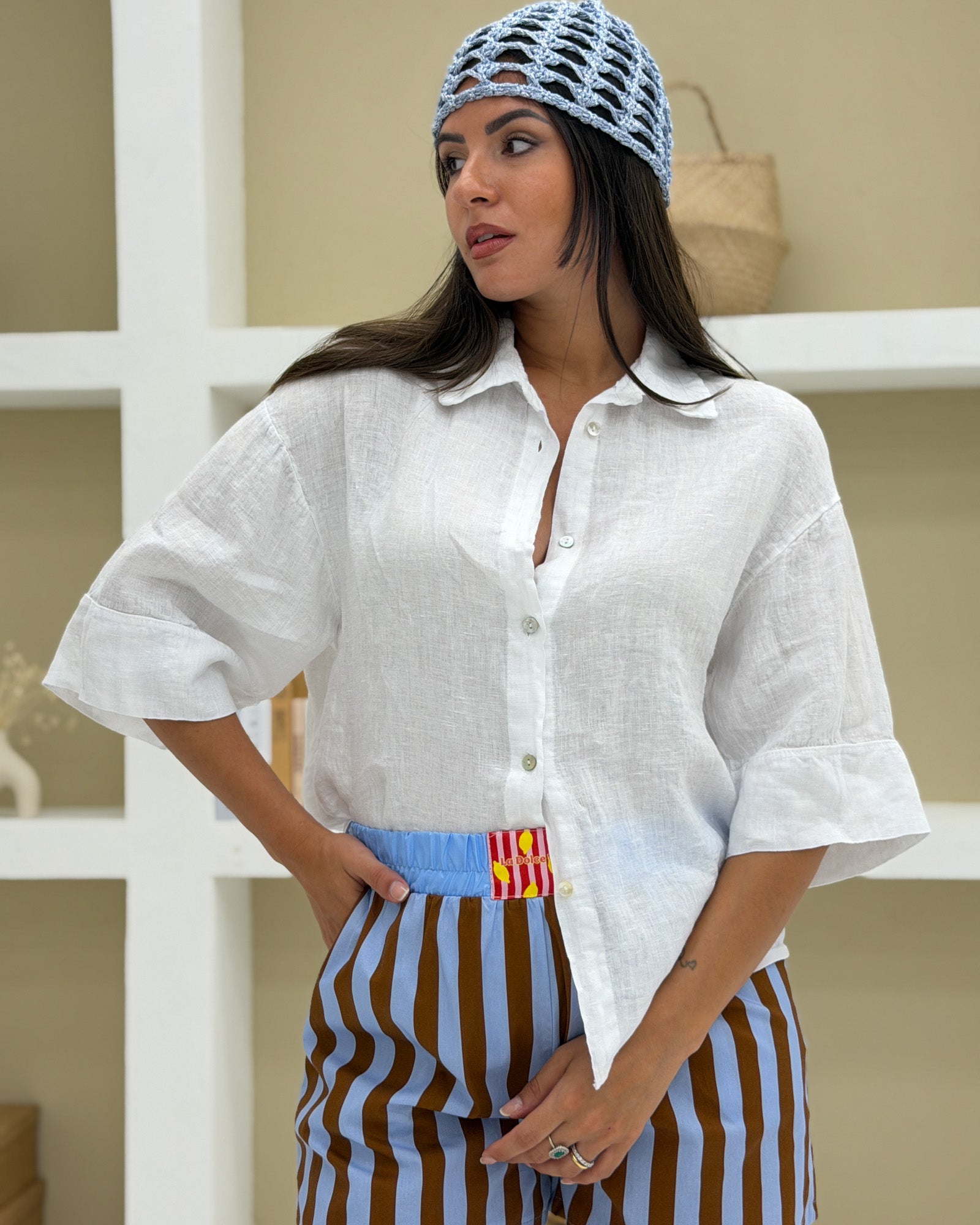 Camicia Lino Nodo Bianco