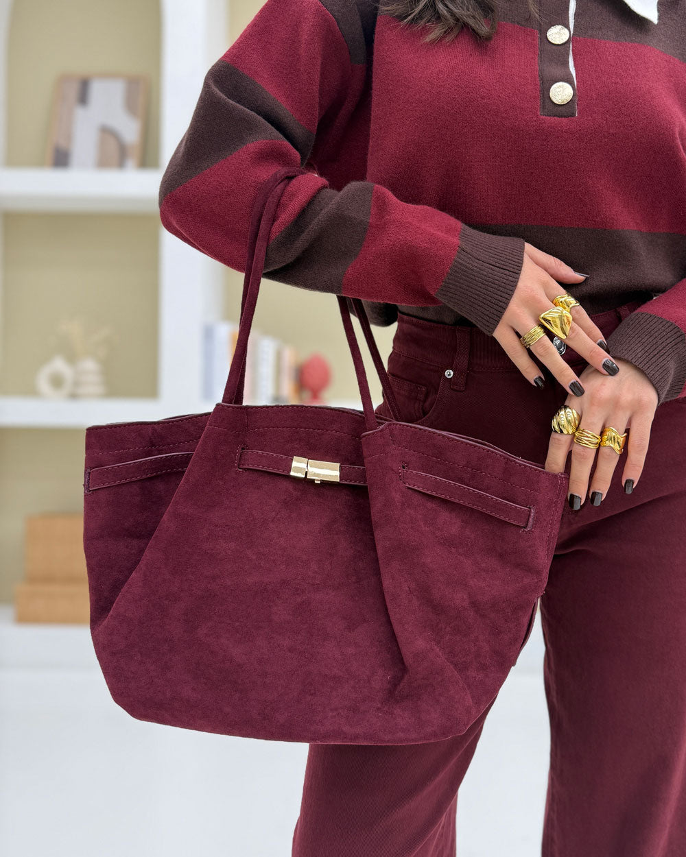 Borsa Annalisa suede Bordeaux
