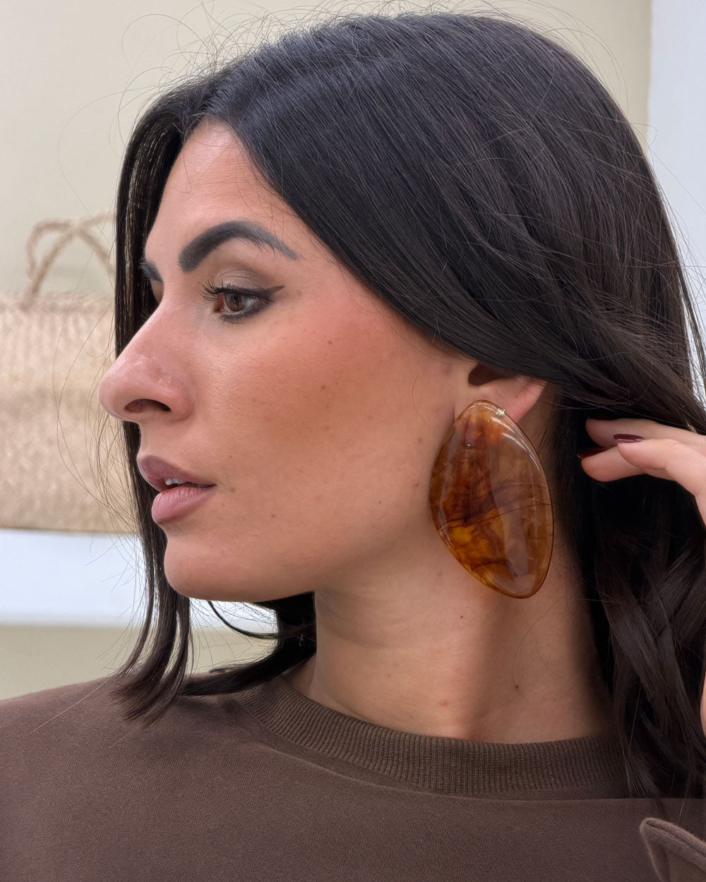 Orecchini Shield Marrone