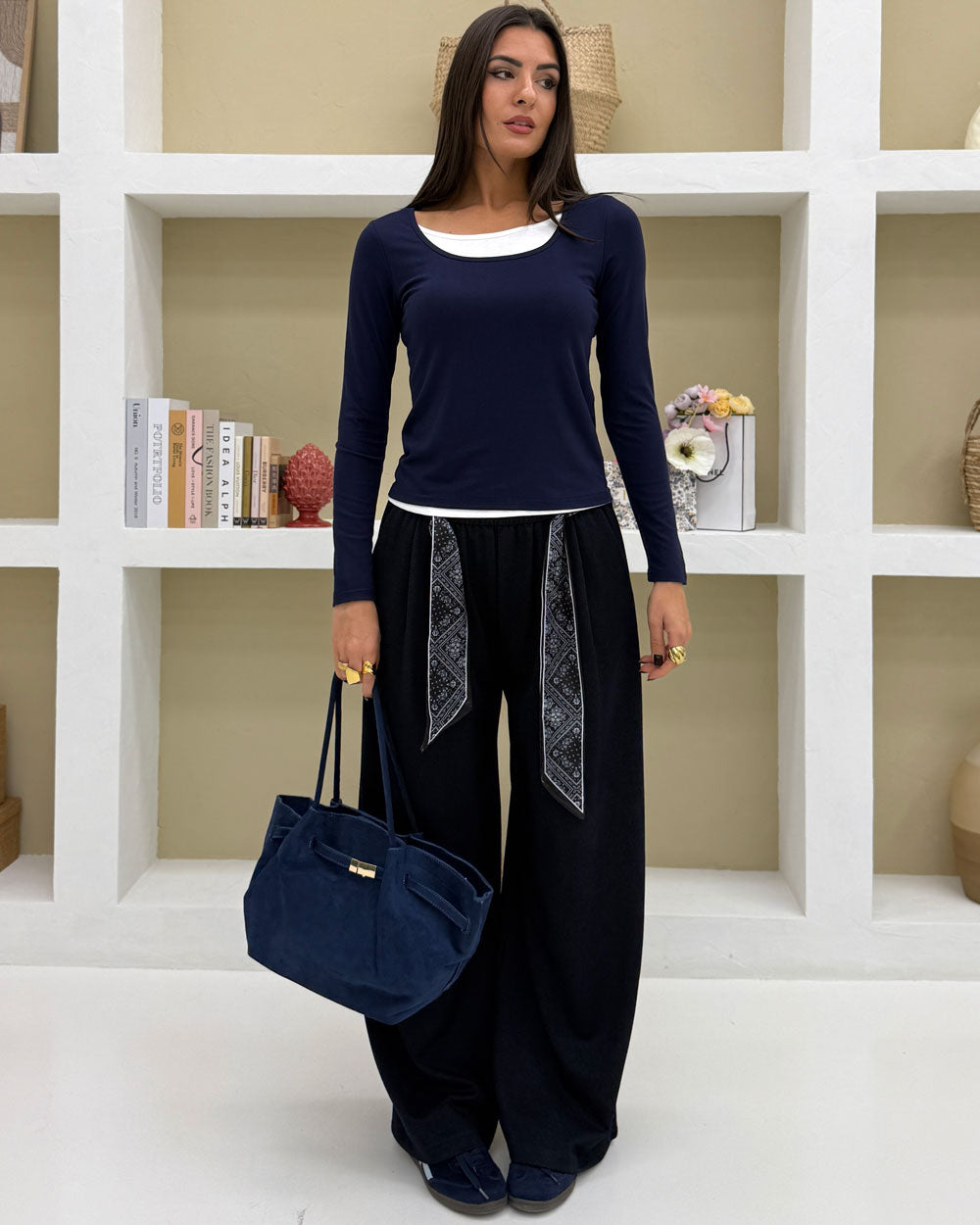 Borsa Annalisa suede Blu