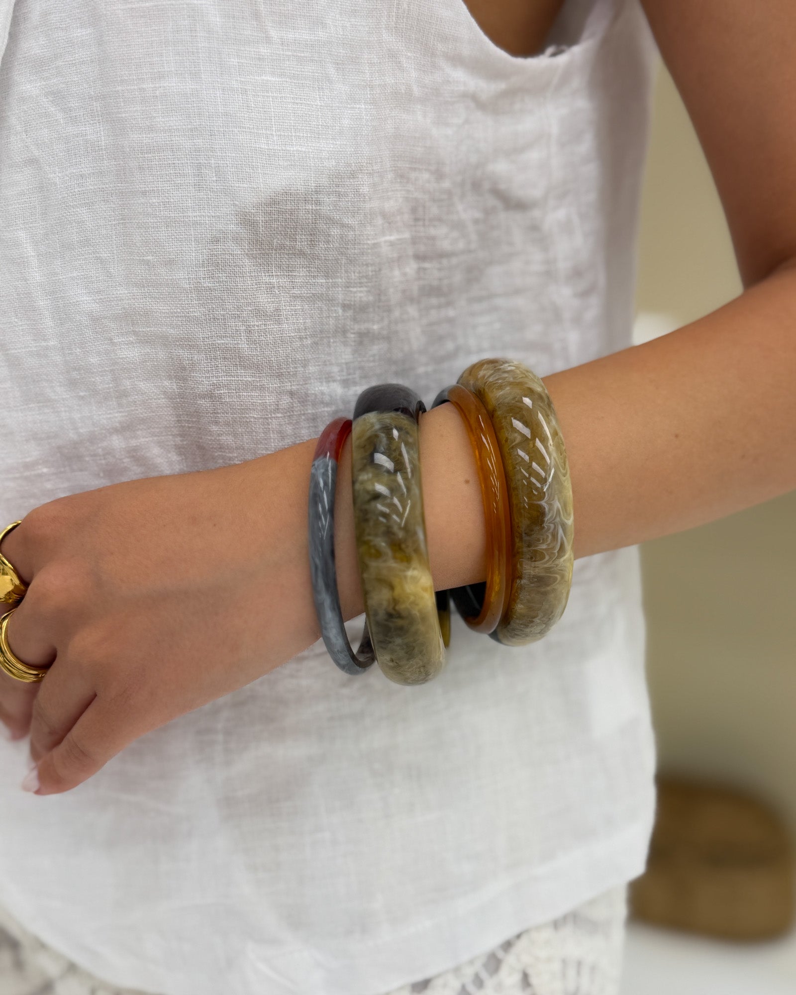 Bracciali set resina sfumato Marrone