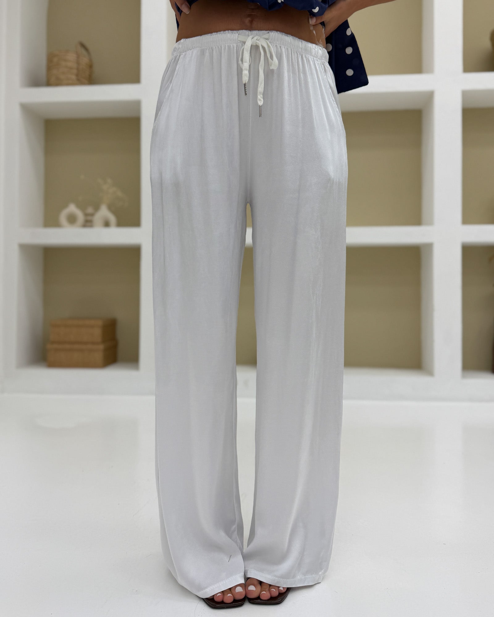 Pantalone Palazzo Viscosa Bianco