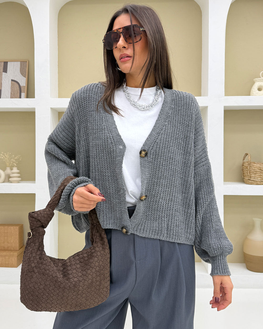 Cardigan over 3bottoni Grigio
