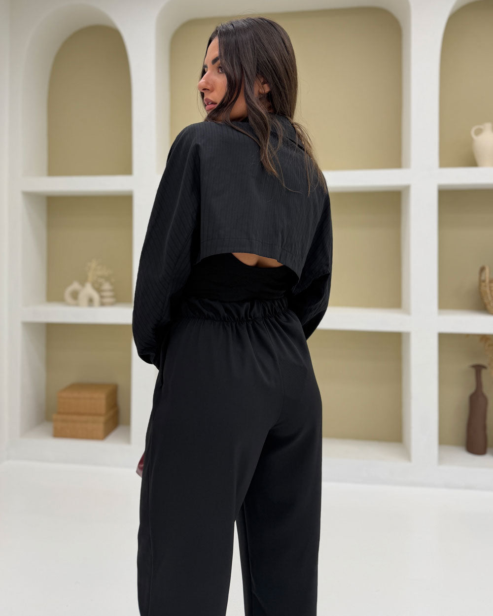 Pantalone chiusura trasversale Nero