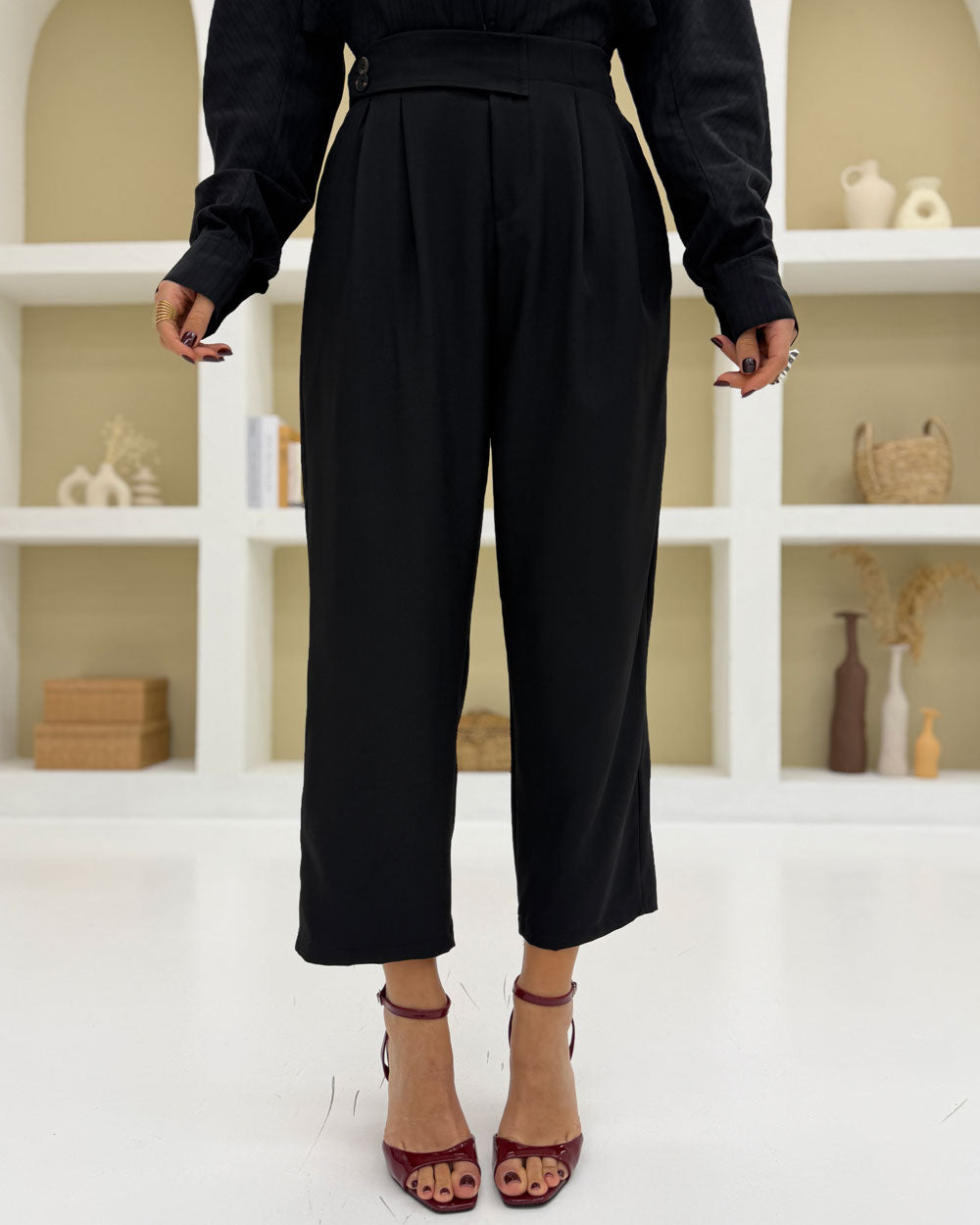 Pantalone chiusura trasversale Nero