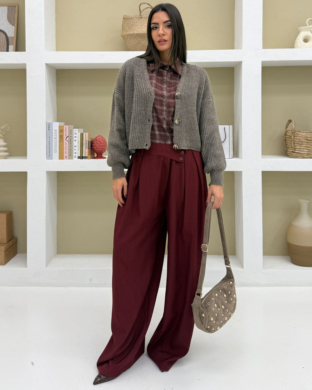 Cardigan over 3bottoni Tortora