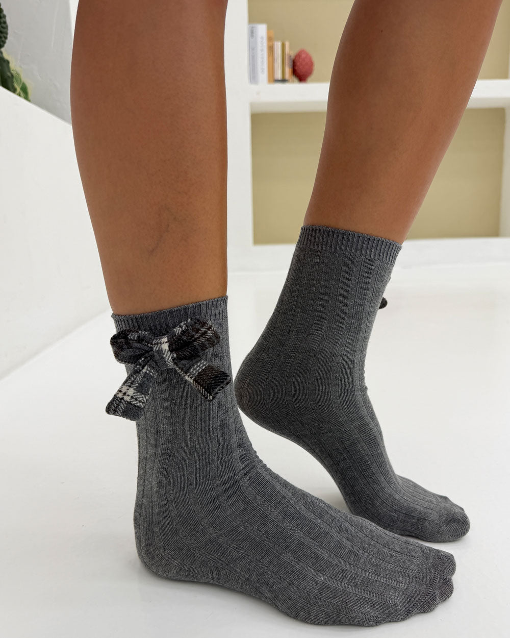 Calzini fiocco rilievo Grigio