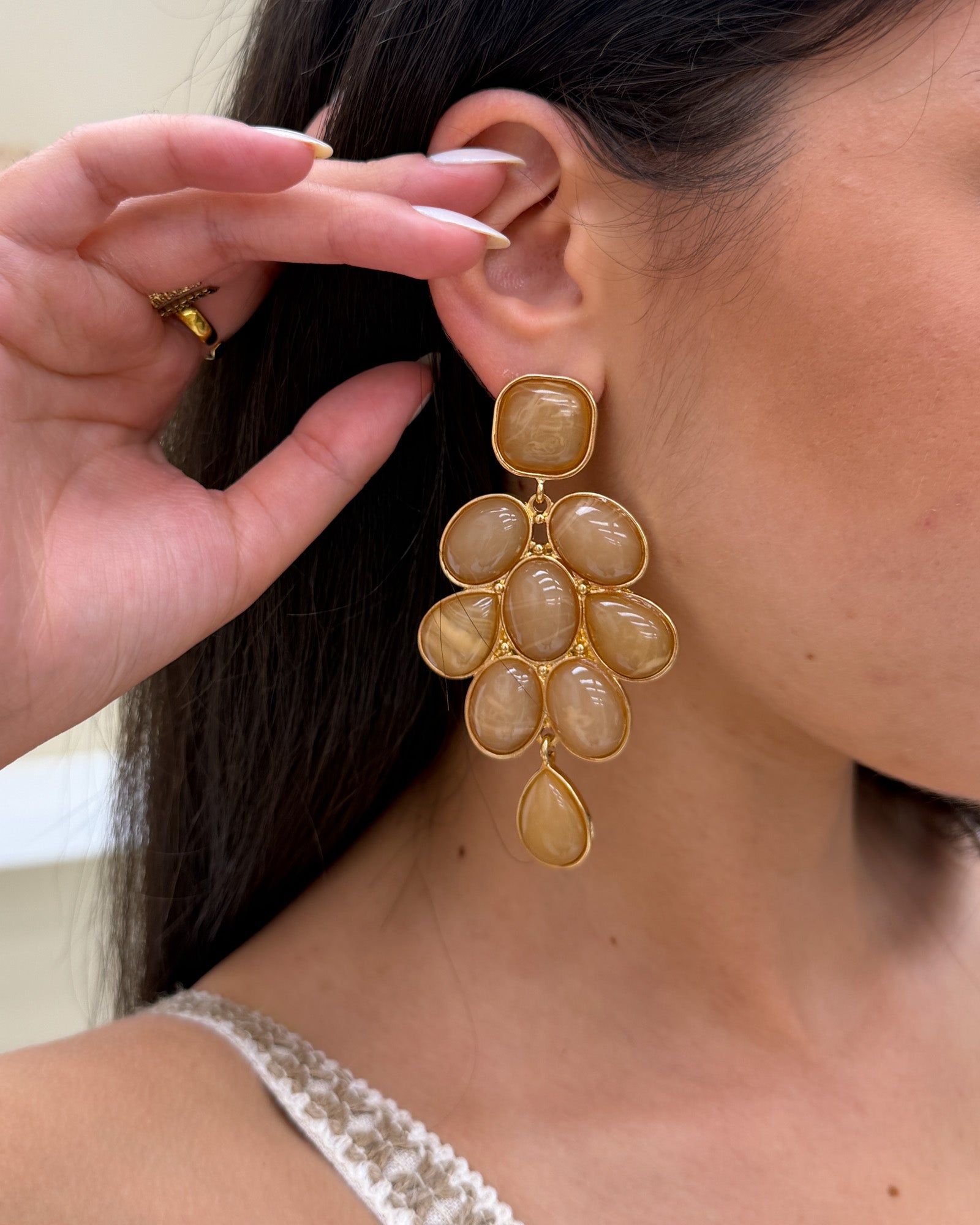Orecchini Pavone Beige