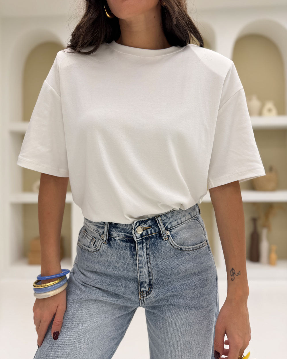 T-shirt over tessuto doppio bianco